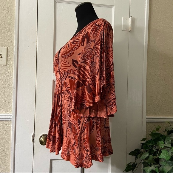 Free People Coral Combo Amour Pullover Cold Shoulder Top - Picture 10 of 16